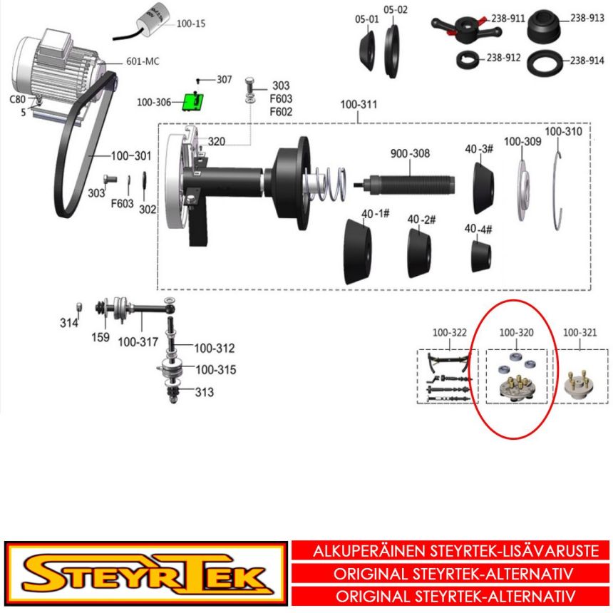 Kiinnityslaippa keskireiättömille vanteille 36 ja 40 mm akselille