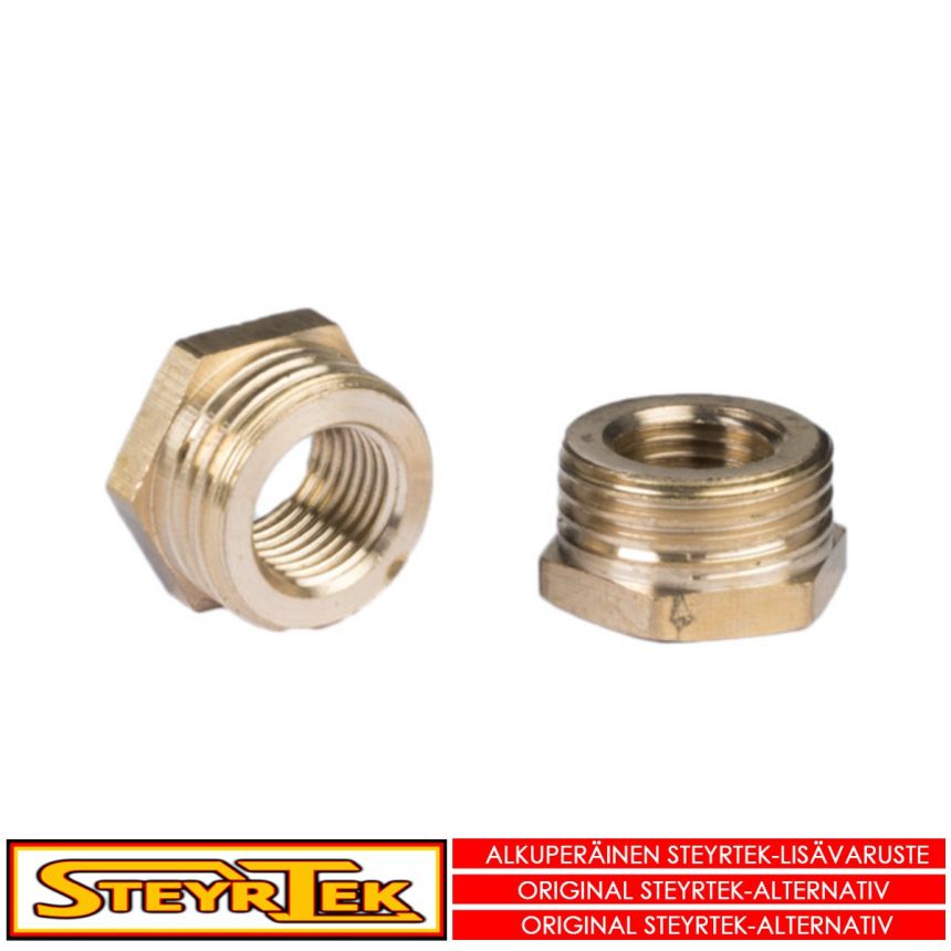 Muuntonippa 1/2" uros kierteestä 1/4" naaraaseen